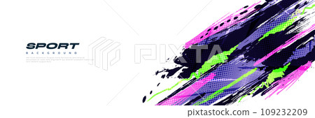 Abstract and Colorful Brush Background with Halftone Effect. Brush Stroke Illustration for Banner, Poster, or Sports Background. Scratch and Texture Elements For Design Abstract and Colorful Brush Background with Halftone Effect. Brush Stroke Illustration for Banner, Poster, or Sports Background. Scratch and Texture Elements For Design 109232209