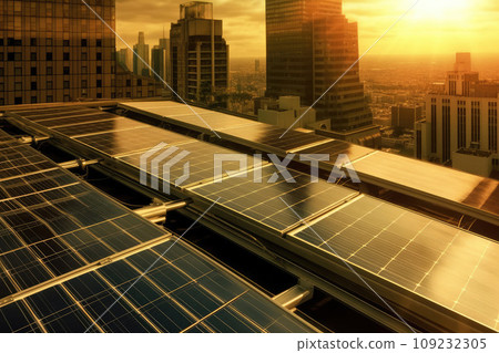 Solar panels on rooftop Renewable Energy in the city 109232305