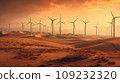 Windmills standing in desert. Power and energy concept 109232320
