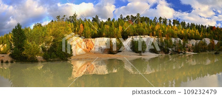 Beautiful colourful autumn landscape. Nature with forest and colourful trees in autumn. Concept for the season and the environment. 109232479