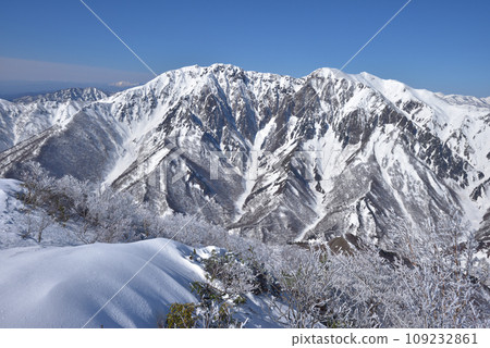 從白毛山山頂看到白雪覆蓋的谷川山和東部岩壁 109232861