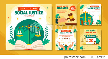 Social Justice Day Social Media Post Flat Cartoon Hand Drawn Templates Background Illustration 109232994