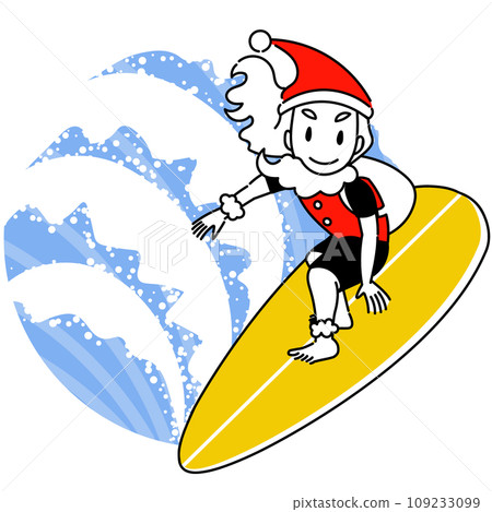 Cool Santa Claus riding the waves in the surf Cool Santa Claus riding the waves in the surf 109233099