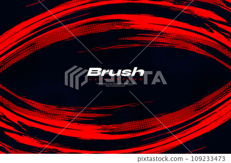 Abstract Red and Black Brush Background with Halftone Effect. Brush Stroke Illustration for Banner, Poster, or Sports Background. Scratch and Texture Elements For Design 109233473