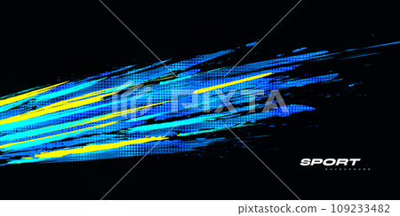 Abstract Blue and Yellow Brush Background with Halftone Effect. Sport Background. Brush Stroke Illustration for Banner or Poster. Scratch and Texture Elements For Design Abstract Blue and Yellow Brush Background with Halftone Effect. Sport Background. Brush Stroke Illustration for Banner or Poster. Scratch and Texture Elements For Design 109233482