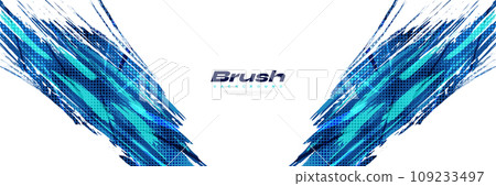 Abstract Blue Brush Background with Halftone Effect. Sport Background. Brush Stroke Illustration for Banner or Poster. Scratch and Texture Elements For Design Abstract Blue Brush Background with Halftone Effect. Sport Background. Brush Stroke Illustration for Banner or Poster. Scratch and Texture Elements For Design 109233497