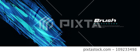 Abstract Blue Brush Background with Halftone Effect. Sport Background. Brush Stroke Illustration for Banner or Poster. Scratch and Texture Elements For Design Abstract Blue Brush Background with Halftone Effect. Sport Background. Brush Stroke Illustration for Banner or Poster. Scratch and Texture Elements For Design 109233498