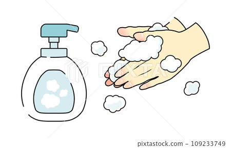 Wash your hands with hand soap 109233749