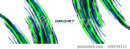 Green and Blue Brush Illustration with Halftone Effect Isolated on White Background. Sport Background with Grunge Style. Scratch and Texture Elements For Design Green and Blue Brush Illustration with Halftone Effect Isolated on White Background. Sport Background with Grunge Style. Scratch and Texture Elements For Design 109234111