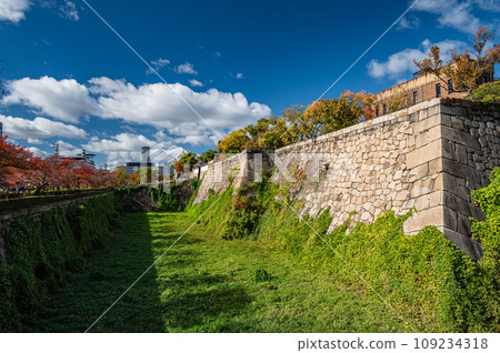 Osaka castle scenery in autumn 109234318