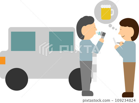 Image material of a person undergoing an alcohol check before getting into a car Image material of a person undergoing an alcohol check before getting into a car 109234824