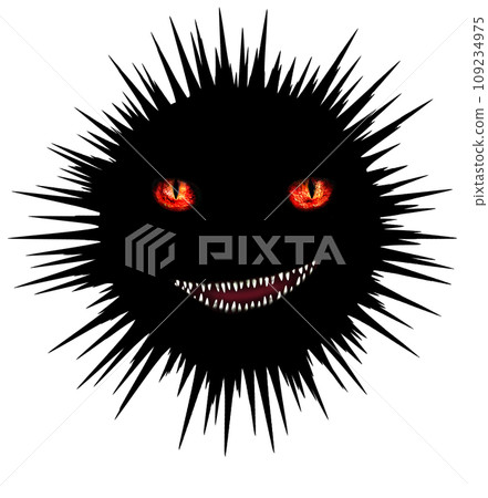 cheerful black monster with red eyes and bared mouth cheerful black monster with red eyes and bared mouth 109234975