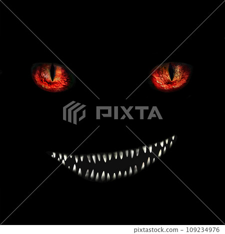cheerful monster with red eyes and bared mouth cheerful monster with red eyes and bared mouth 109234976