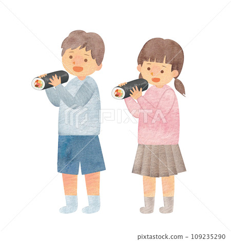 Children eating ehomaki 109235290