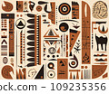Abstract composition in the style of cave paintings and primitive art 109235356
