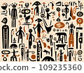 Abstract composition in the style of cave paintings and primitive art 109235360