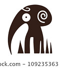 Elephant loosely in the style of primitive and tribal art 109235363