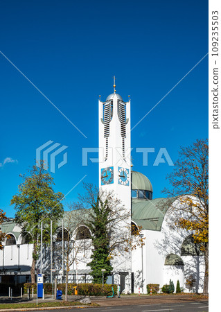 Exterior view of All Saints Orthodox Church in Munich, Germany Exterior view of All Saints Orthodox Church in Munich, Germany 109235503