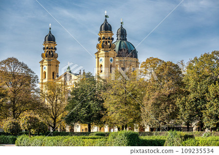 Autumn view of the Theatine Church of St. Cajetan in Munich, Germany 109235534