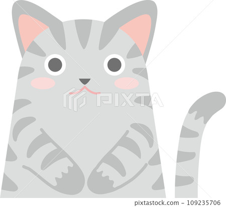 貓插畫_Nyanko_鯖魚貓_雙手放在肚子上的鯖魚貓 109235706