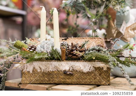 Candles and flowers are ready for the holiday 109235859