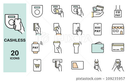 Cashless icon set color 109235957