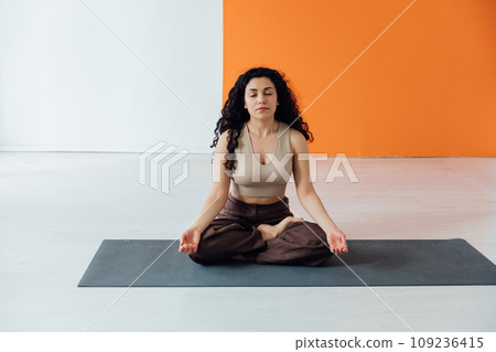 Asana Yoga On Floor Flexible Woman Fitness Gymnastics Asana Yoga On Floor Flexible Woman Fitness Gymnastics 109236415