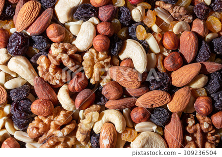 Mixed Nuts: Almonds, Walnuts, Cashews, Peanuts, Hazelnuts, Dried Prunes and Raisins Mixed Nuts: Almonds, Walnuts, Cashews, Peanuts, Hazelnuts, Dried Prunes and Raisins 109236504