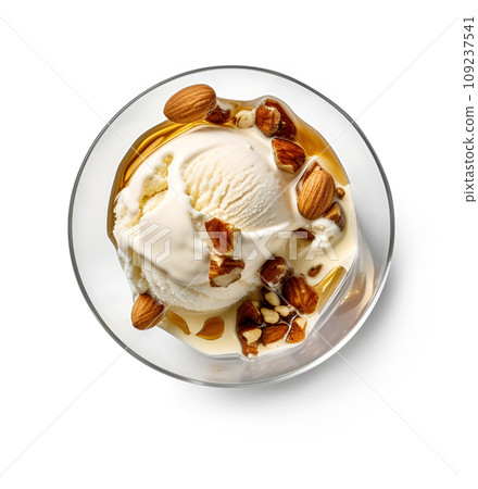 Gelato ice cream with nuts on white backgrounds Gelato ice cream with nuts on white backgrounds 109237541