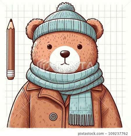 Bear wearing a muffler (created by AI) Bear wearing a muffler (created by AI) 109237762