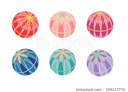 Illustration of colorful temari 109237770