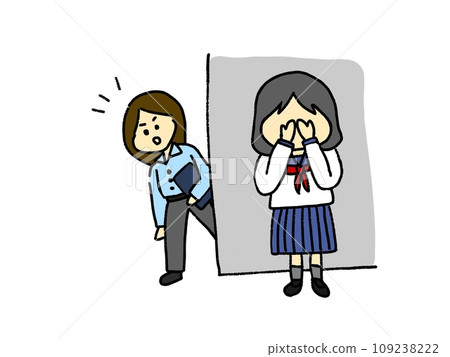 A teacher notices a crying female student 109238222