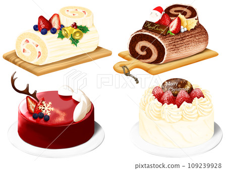 4 件套聖誕蛋糕 Buche de Noel 整個蛋糕 4 件套聖誕蛋糕 Buche de Noel 整個蛋糕 109239928
