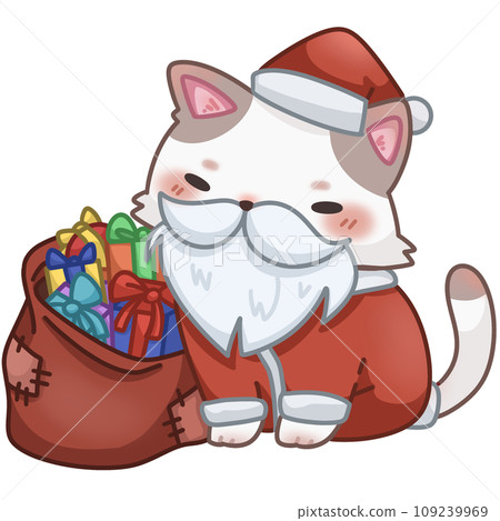 cat_Santa_claus_with_gift_bag_in_red_suit 109239969