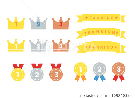 Simple ranking icon set gold, silver, copper 109240353