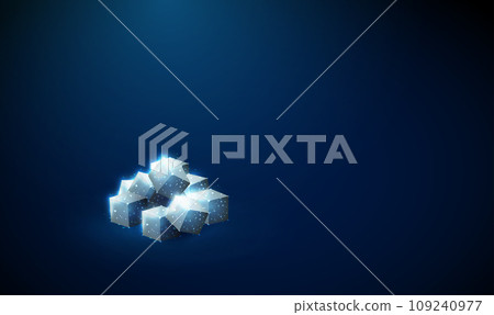 Abstract heap of white cubes of sugar. Sugar sweetener. Low poly style 109240977