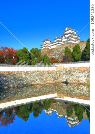 [Hyogo Prefecture] Symmetrical Himeji Castle and autumn leaves 109241380