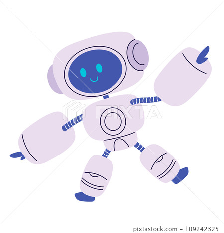 Funny Active Cute Robot Character Vector Illustration 109242325