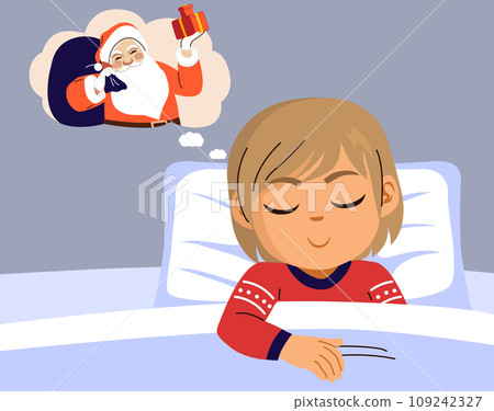 Boy Dreaming About Santa Vector Illustration Boy Dreaming About Santa Vector Illustration 109242327