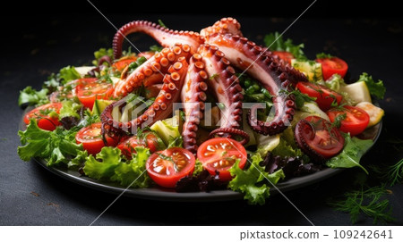 Warm grilled octopus salad 109242641