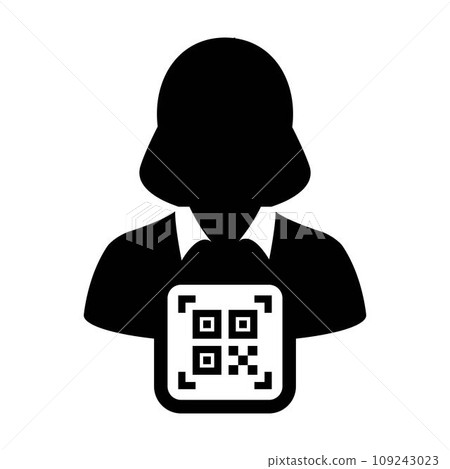 Digital id icon avatar with qr code for biometric identity in vector male user person profile symbol for in a glyph pictogram illustration 109243023