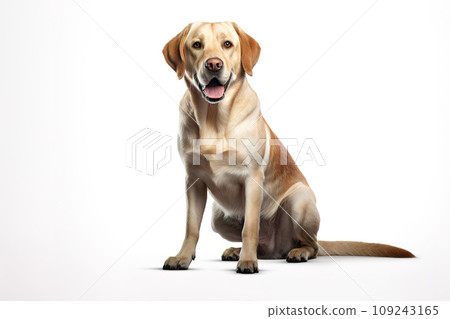 Image of labrador dog on white background. Pet., Animals., Mammals. 109243165