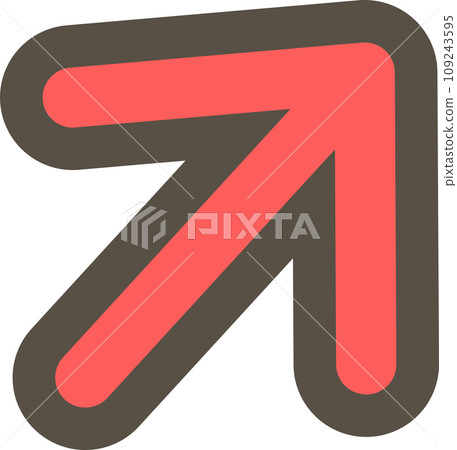 Pop illustration of an arrow pointing upwards to the right 109243595