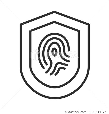 Fingerprint icon cybersecurity shield vector. 109244174