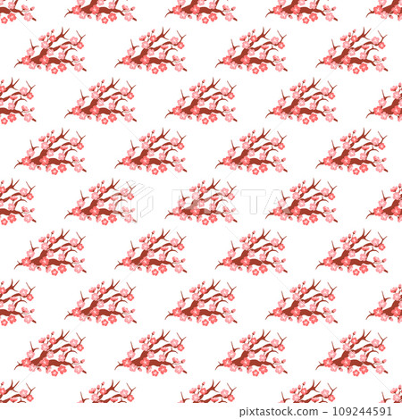 Sakura pattern vector illustration. The seamless design showcased intricate patterns and delicate beauty blooming sakura flowers The flowery atmosphere created by sakura blossoms immersed senses 109244591