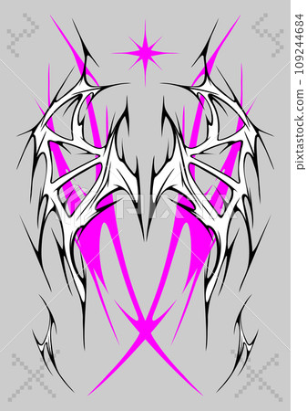 Cyber sigilism poster. Neo tribal gothic style shape. Cyber sigilism poster. Neo tribal gothic style shape. 109244684