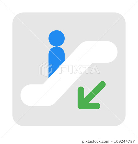 Color style icons representing information, escalator and descent Color style icons representing information, escalator and descent 109244787