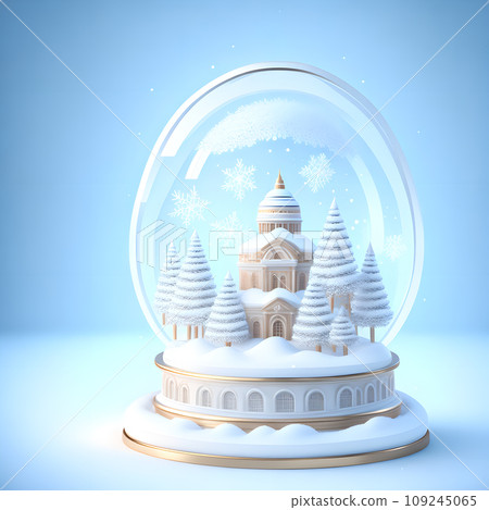 Christmas snow globe snowflakes soft blue white color wallpaper 109245065