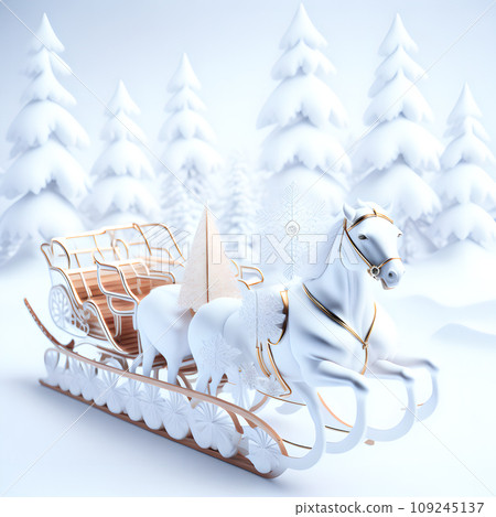 Sleigh ride Christmas soft white color wallpaper 109245137