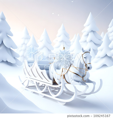 Sleigh ride Christmas soft white color wallpaper 109245167